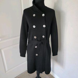 Pure Collection Black Double Breasted Sweater Coat